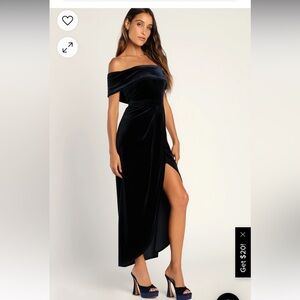 I'm Enchanted Navy Blue Velvet Off-the-Shoulder Maxi Dress
Lulus